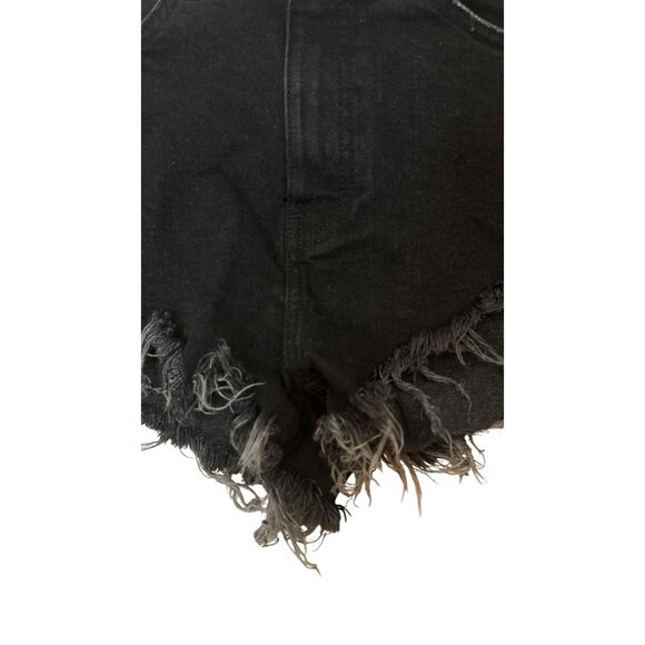 2/$30 ZARA Size 4 Black Distressed High-Waisted Denim Shorts Frayed Hem - Picture 7 of 11